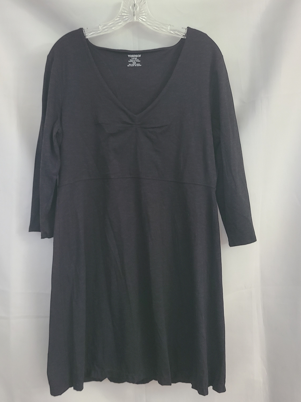 Toad&Co Sz L Black Organic Cotton Blend Stretchy Casual Outdoor Minimalist Dress